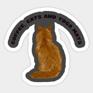 Coffee cats and yoga mats funny yoga and cat drawing Sticker